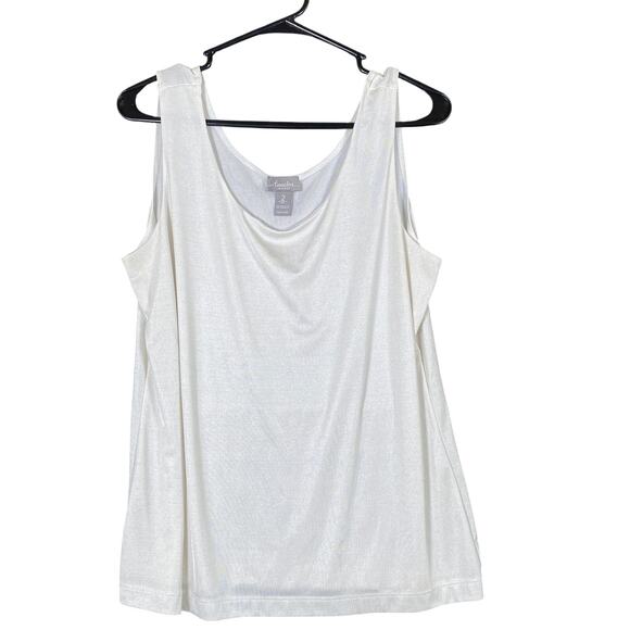 Chicos Travelers Womens Blouse Bone Tank Top Shinny Shimmer Stretch 2 (L) - Picture 1 of 9